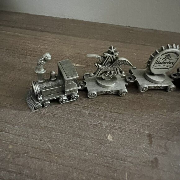 Vintage 1999 Complete Fort Budweiser Anheuser Busch 7 Piece Pewter Train - Picture 2 of 10